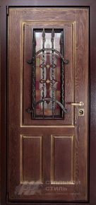 Элитная дверь с витражом и ковкой №20 с отделкой Массив дуба - фото №2
